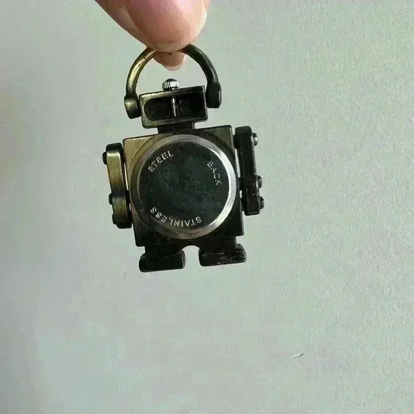 Vintage Retro Y2K Robot Sci-Fi Stainless Cyber Core Steel Clock Hipster Necklace - Picture 3 of 8